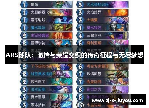 ARS球队:激情与荣耀交织的传奇征程与无尽梦想 ARS球队:激情与荣耀交织的传奇征程与无尽梦想